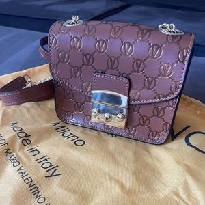 VALENTINO Small Brown Logo Crossbody Purse